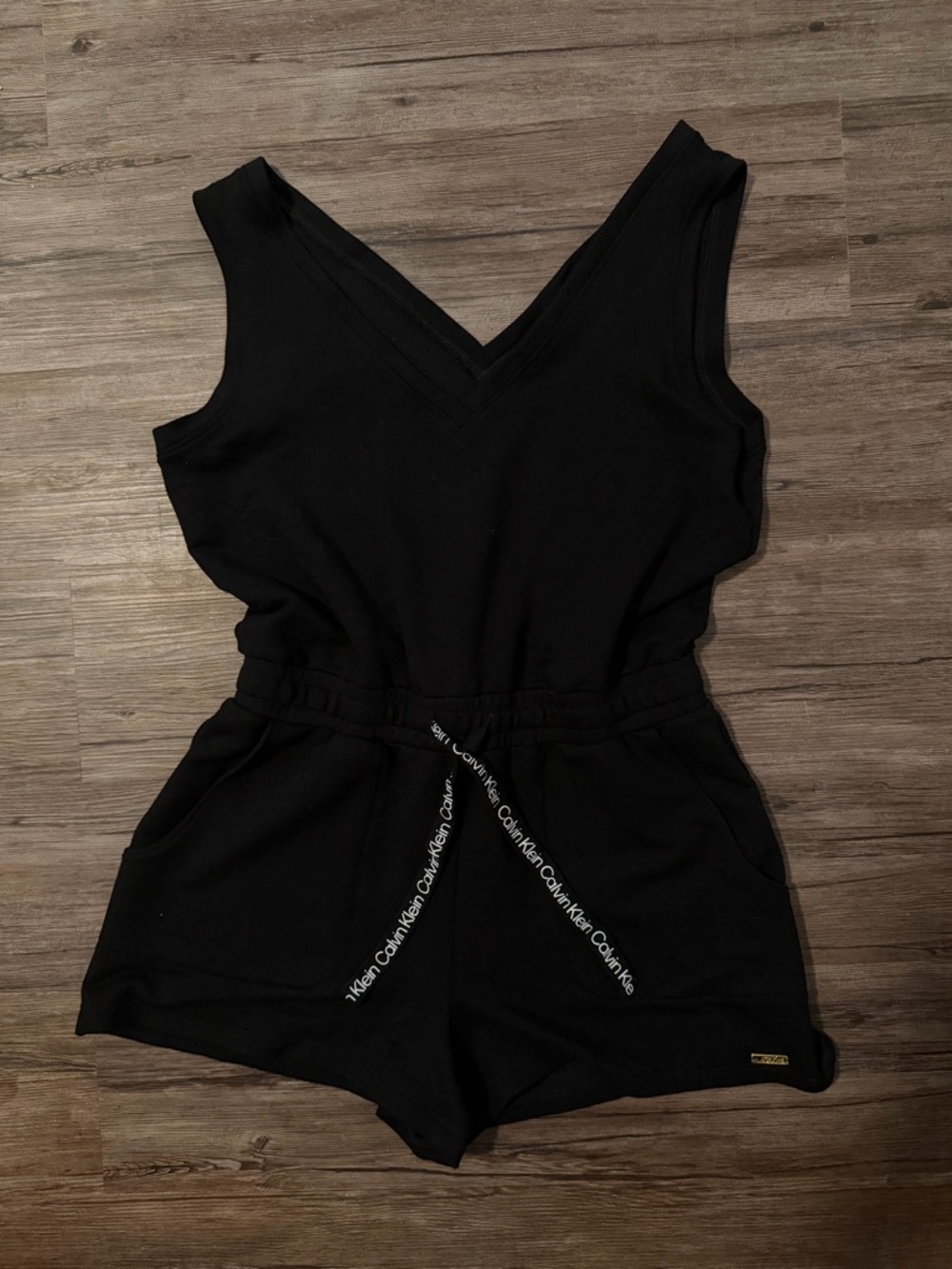 Calvin Klein Black V-Neck Cotton Romper